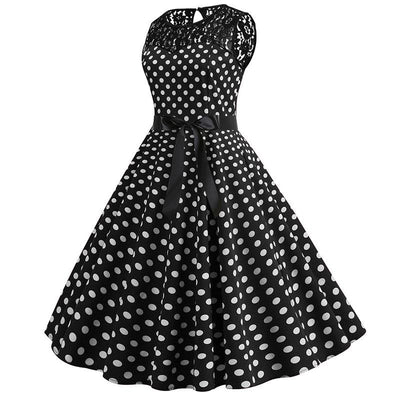 Vintage Black Polka Dot Lace Dress