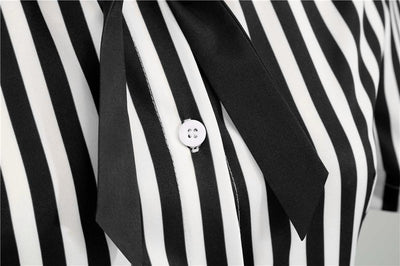 Vintage Retro Striped Dress Black