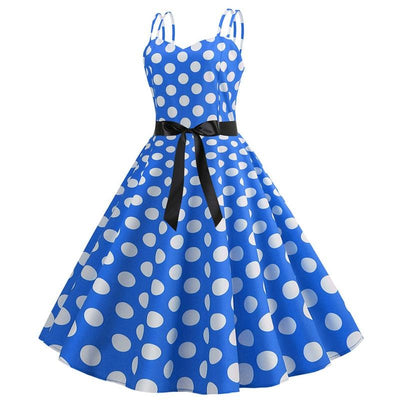 Vintage Blue Polka Dot Rockabilly Dress