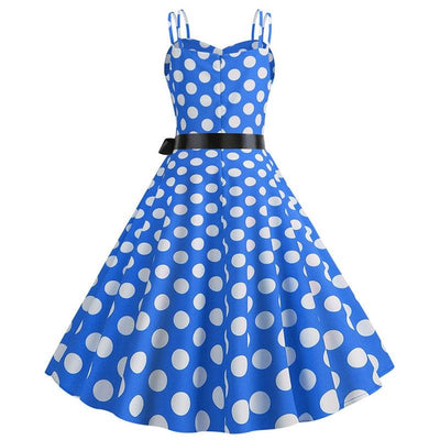 Vintage Blue Polka Dot Rockabilly Dress
