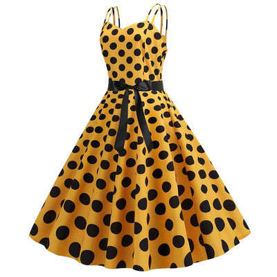 Polka Dot Yellow Rockabilly Vintage Dress