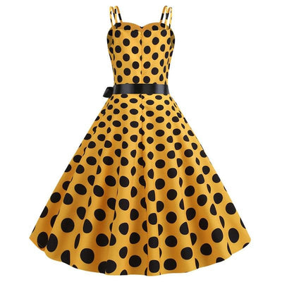 Polka Dot Yellow Rockabilly Vintage Dress