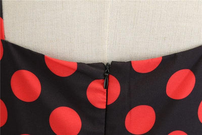 Vintage Rockabilly Dress Black Red Dots