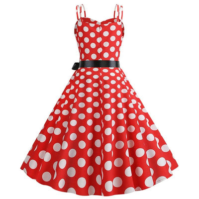 Vintage Red Rockabilly Dress With White Dots