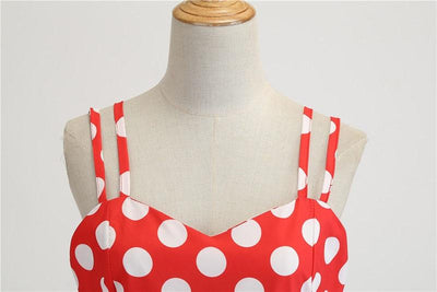 Vintage Red Rockabilly Dress With White Dots