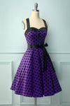 Purple Halter Dress With Black Polka Dots
