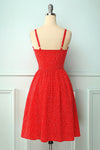 Vintage Red Floral Dress With Button