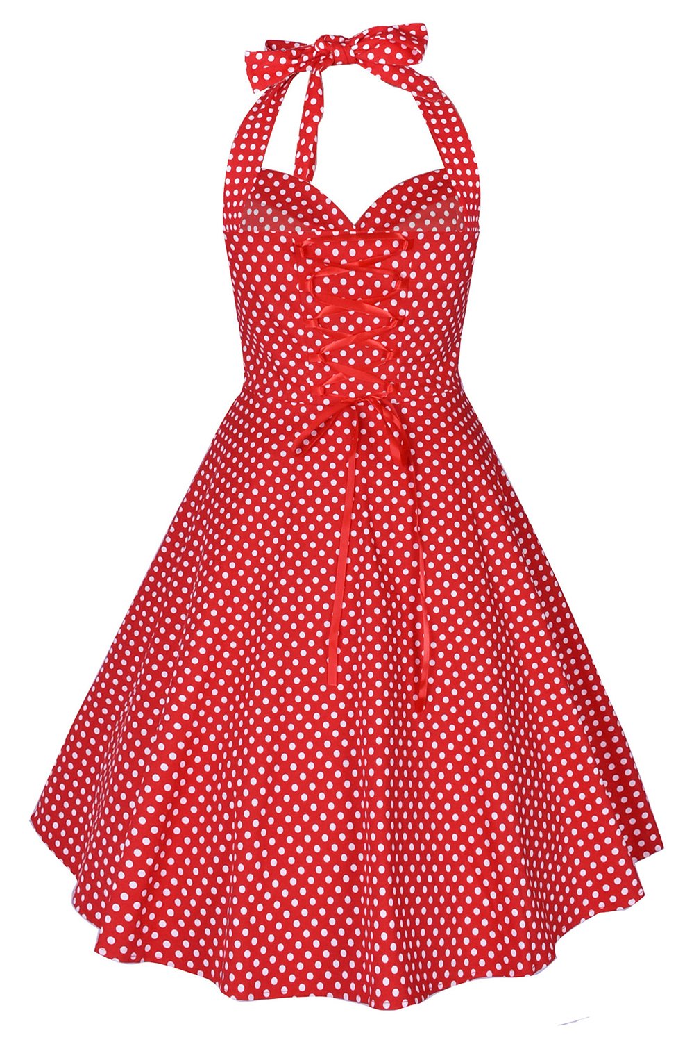 Red Polka Dot 50s Halter Dress