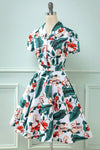 V-Neck Vintage Dress With Flower Print