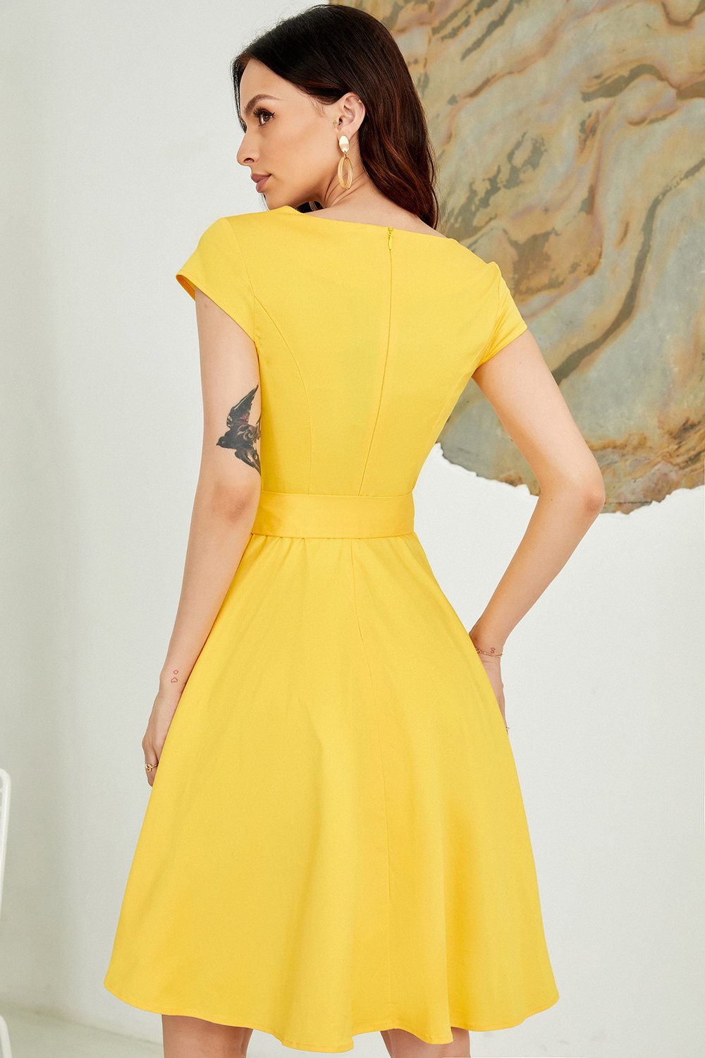 50s Solid Yellow Dress