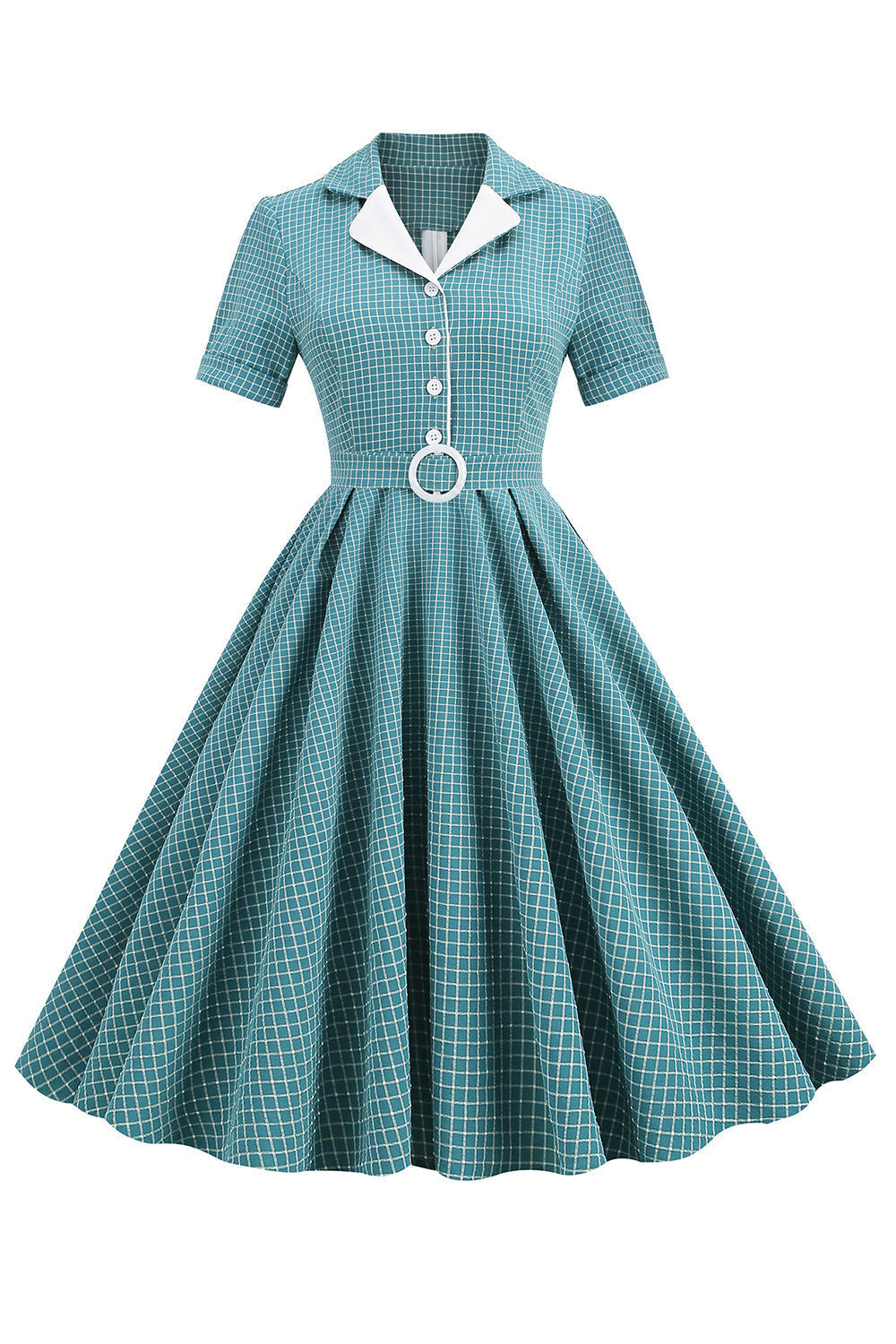 1950s Vintage Belted Plaid Dress