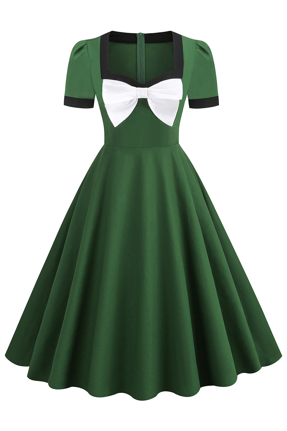 Vintage 1950s Green Dress With Bow