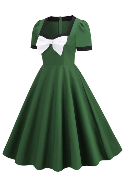 Vintage 1950s Green Dress With Bow