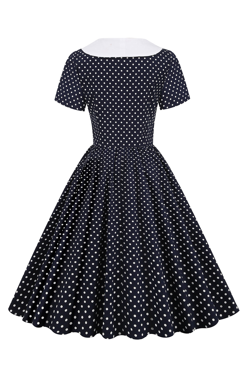 Vintage Black And White Polka Dot Dress With Bow Tie