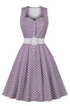 50s Purple Polka Dot Dress With Belt