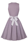 50s Purple Polka Dot Dress With Belt