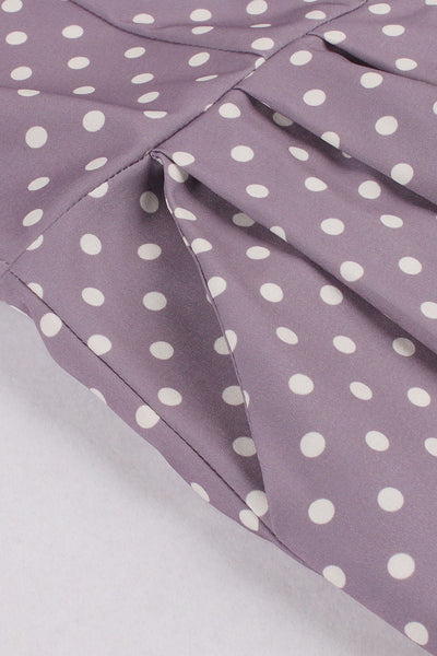 50s Purple Polka Dot Dress With Belt