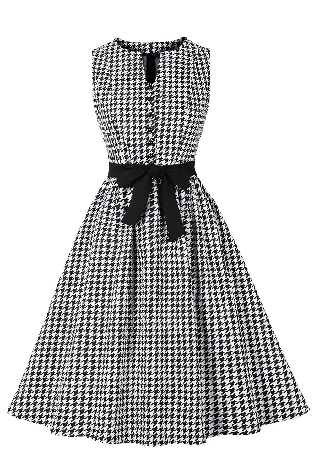 50s Black Check Swing Dress