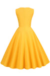 Retro Yellow 50s Style Dress With Keyhole