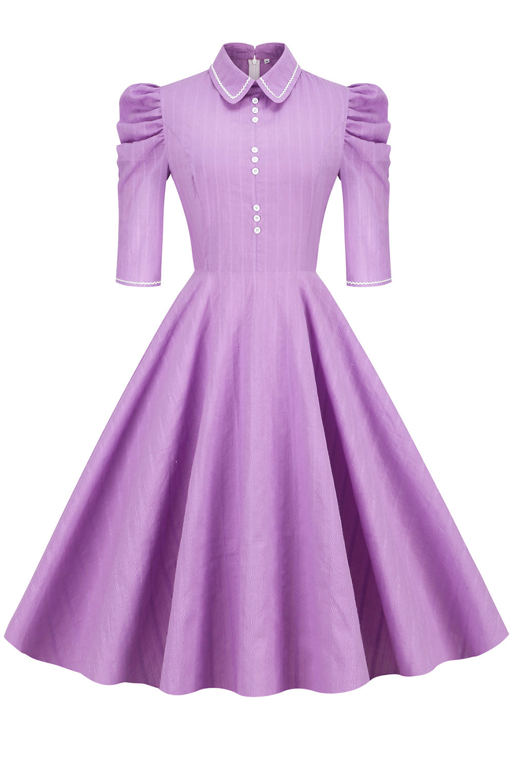 Purple Vintage Dress With Half Sleeves