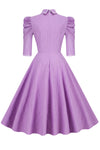 Purple Vintage Dress With Half Sleeves