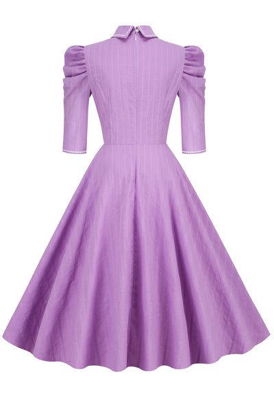 Purple Vintage Dress With Half Sleeves