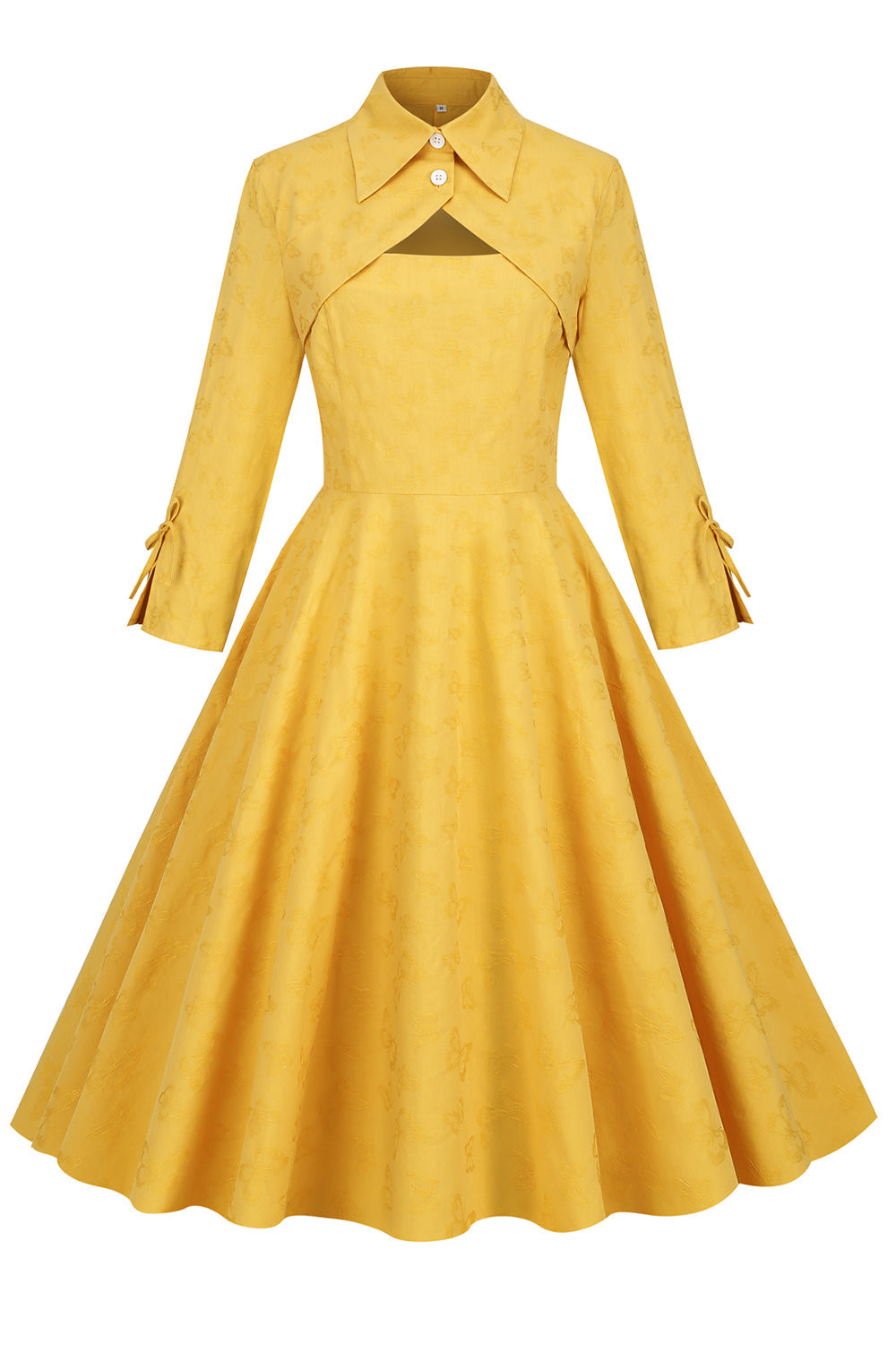 Yellow Vintage Turndown Collar Dress