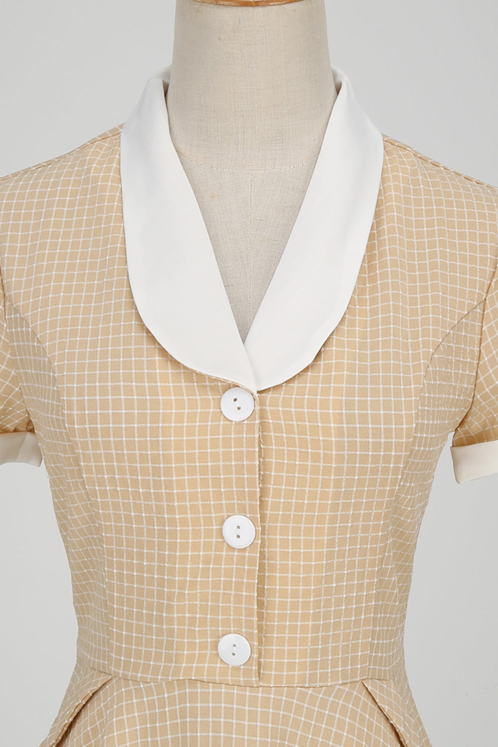 Vintage Plaid Shawl Collar Dress