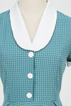 Vintage Plaid Shawl Collar Dress