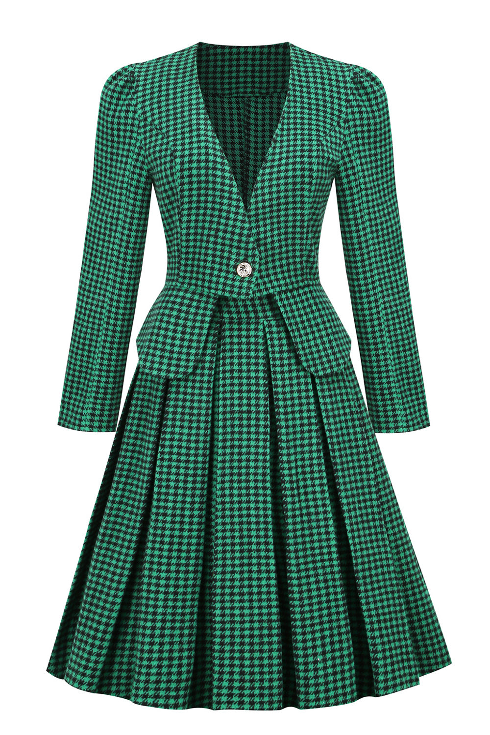 Women's Vintage Green Dress Set