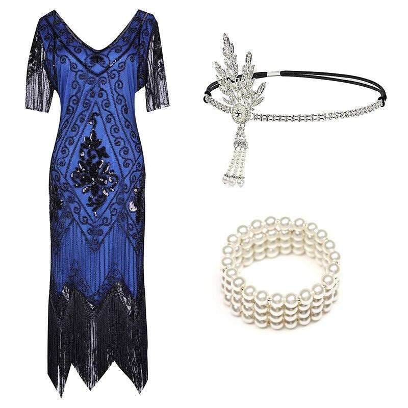 1920s Charleston Dress Blue