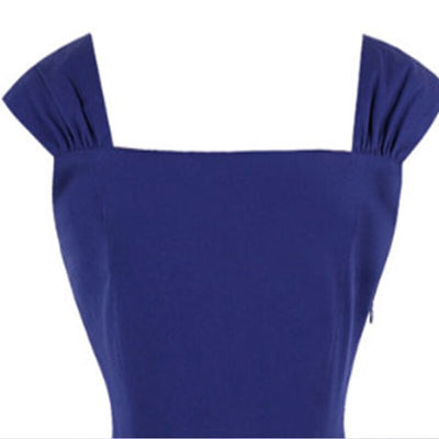 Slim Waist Vintage Dress Blue