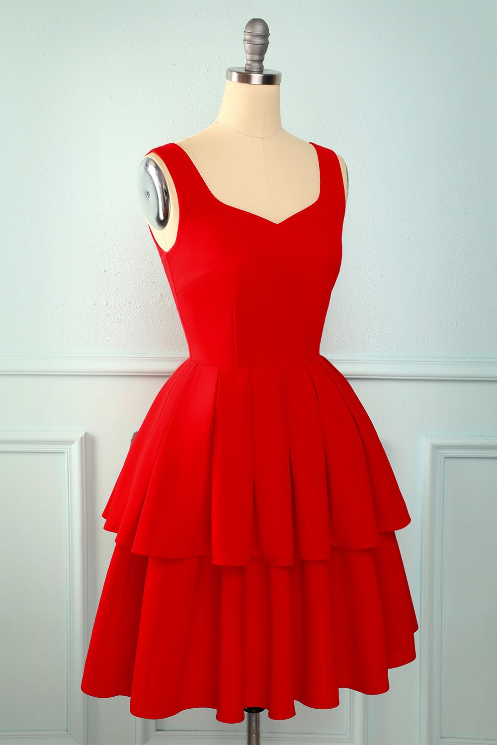 Vintage Red Ruffled Dress