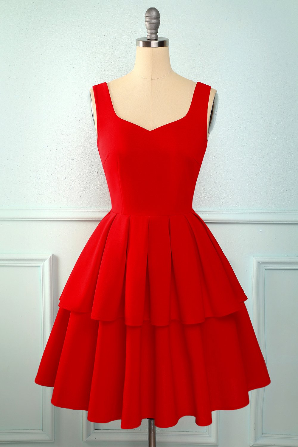 Vintage Red Ruffled Dress