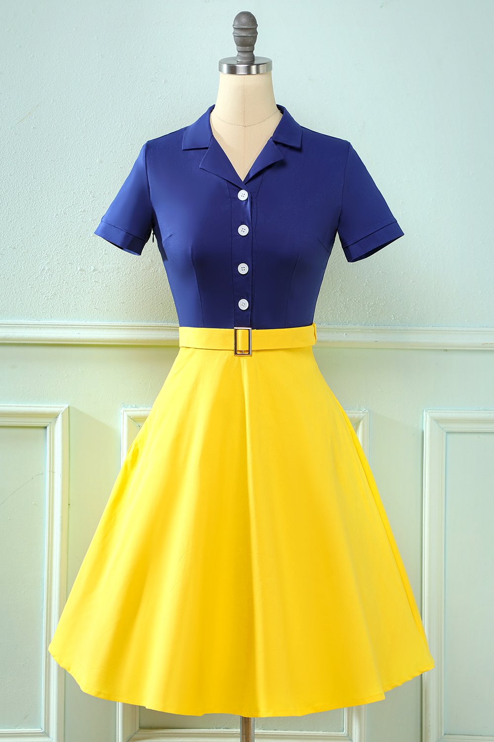 Vintage Trapeze Dress Lapel Collar