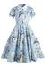 1950s Summer Blue Print Dress