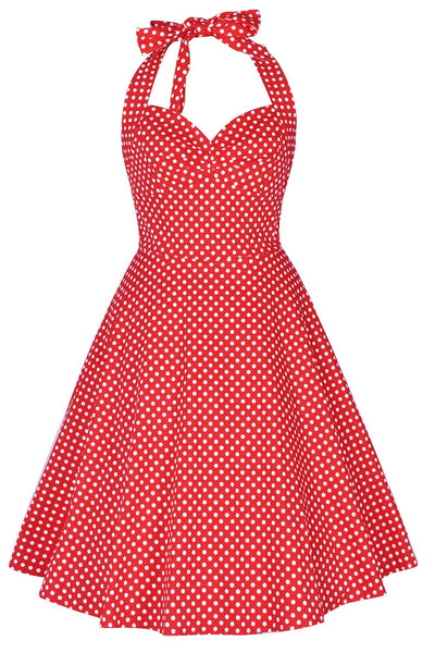 Red Polka Dot 50s Halter Dress