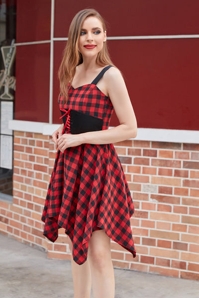 Vintage Red And Black Plaid Dress