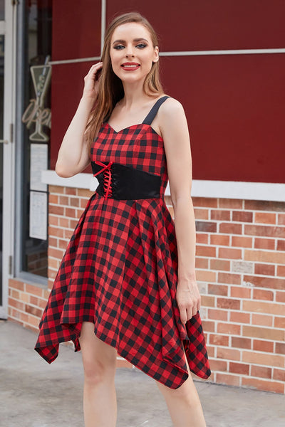 Vintage Red And Black Plaid Dress