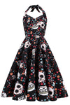 Skull Pattern Vintage Halloween Dress