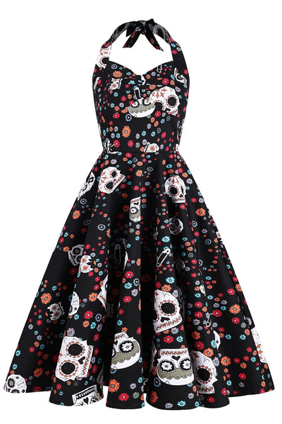 Rochie de Halloween cu model de craniu