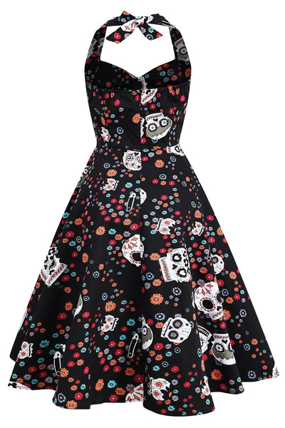 Skull Pattern Vintage Halloween Dress