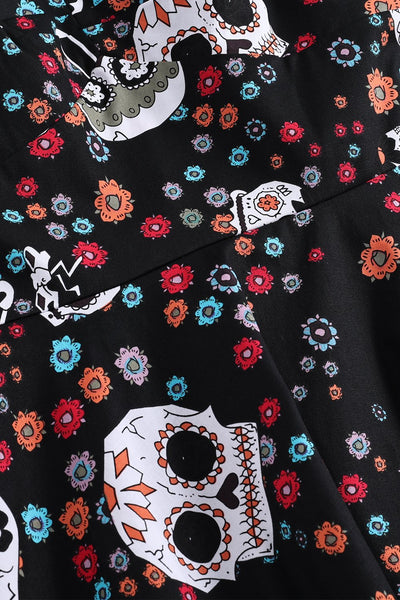 Skull Pattern Vintage Halloween Dress