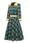 Autumn Vintage Green Plaid Dress