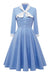 Blue Vintage Trapeze Dress With Bow Tie