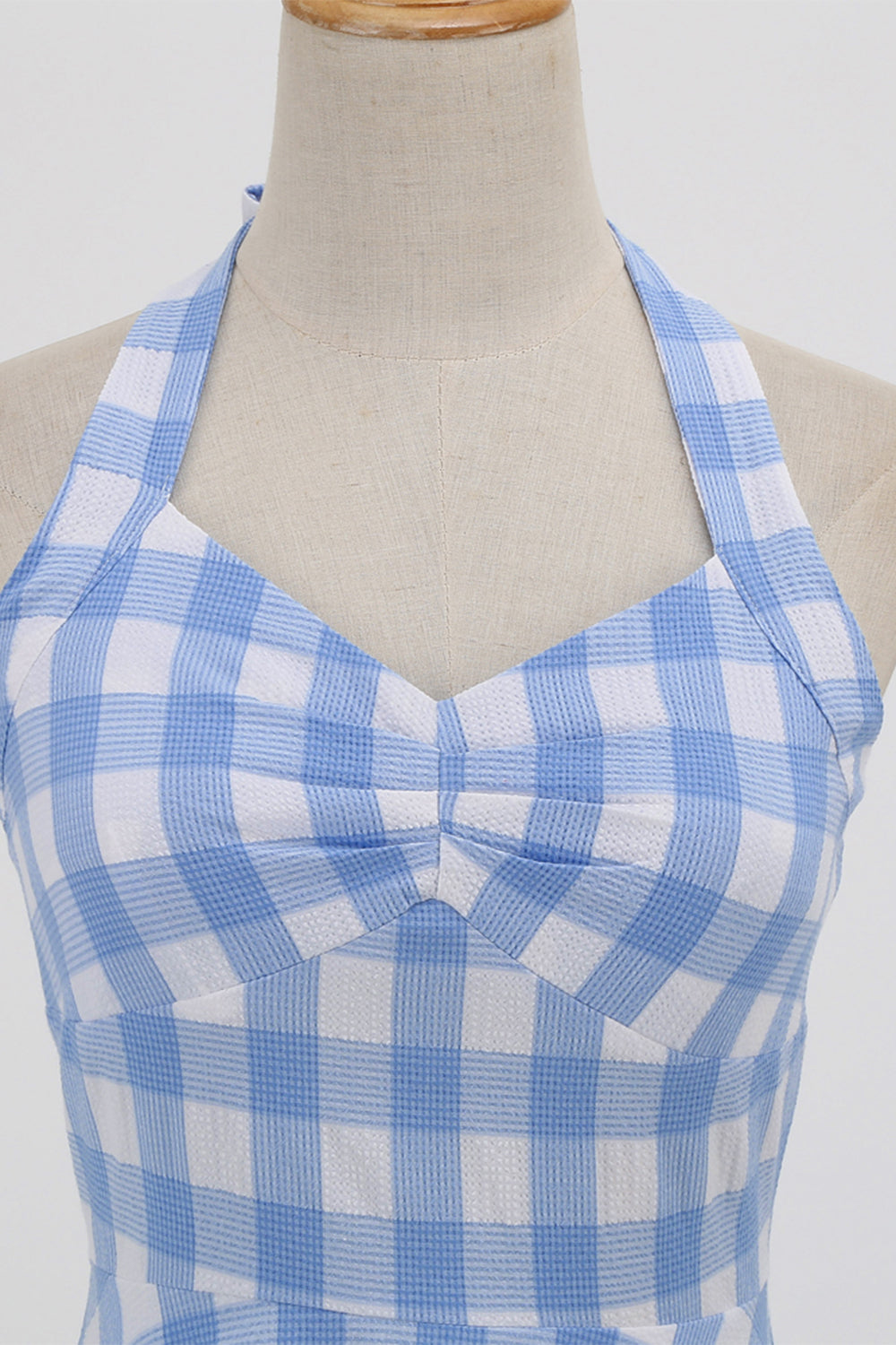 Women Plaid Backless Retro Dress