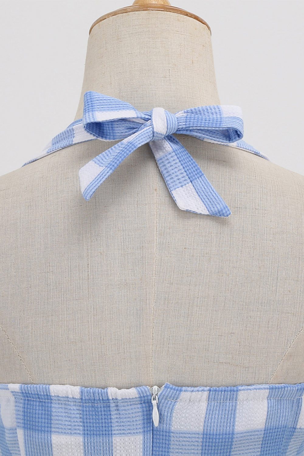 Women Plaid Backless Retro Dress