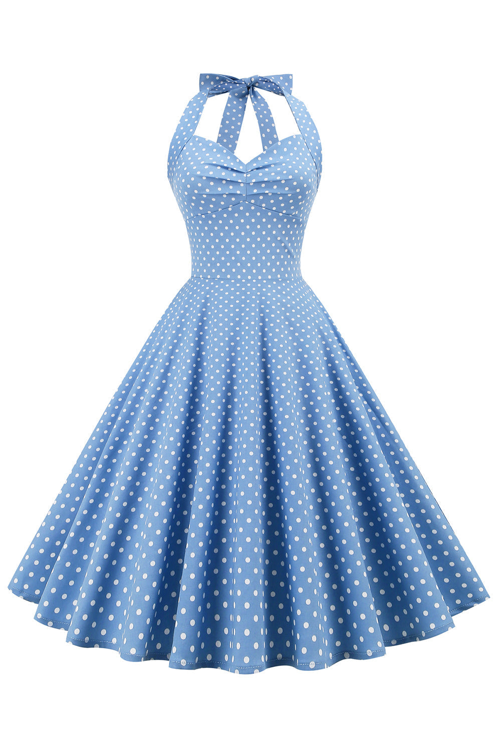 Women Polka Dot Backless Retro Dress