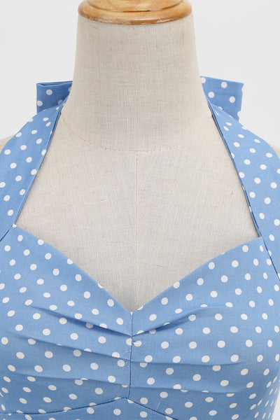 Women Polka Dot Backless Retro Dress