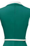 Vintage Green Trapeze Lapel Collar Dress
